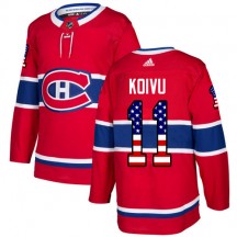 Men's Adidas Montreal Canadiens Saku Koivu Red USA Flag Fashion Jersey - Authentic