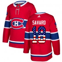 Youth Adidas Montreal Canadiens Serge Savard Red USA Flag Fashion Jersey - Authentic