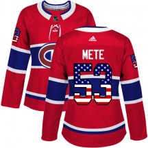 Women's Adidas Montreal Canadiens Victor Mete Red USA Flag Fashion Jersey - Authentic