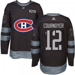 Men's Montreal Canadiens Yvan Cournoyer Black 1917-2017 100th Anniversary Jersey - Authentic