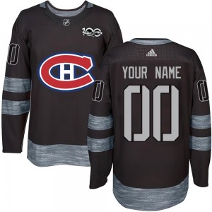 Men's Montreal Canadiens Custom Black Custom 1917-2017 100th Anniversary Jersey - Authentic