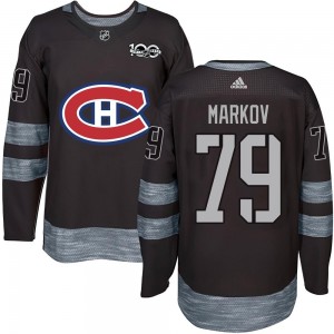 Men's Montreal Canadiens Andrei Markov Black 1917-2017 100th Anniversary Jersey - Authentic