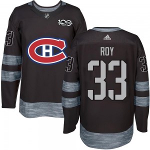 Men's Montreal Canadiens Patrick Roy Black 1917-2017 100th Anniversary Jersey - Authentic