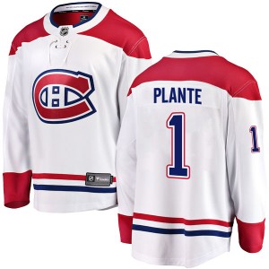Men's Fanatics Branded Montreal Canadiens Jacques Plante White Away Jersey - Breakaway