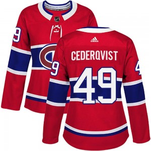 Women's Adidas Montreal Canadiens Filip Cederqvist Red Home Jersey - Authentic