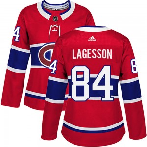 Women's Adidas Montreal Canadiens William Lagesson Red Home Jersey - Authentic