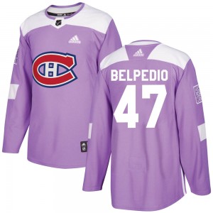 Youth Adidas Montreal Canadiens Louie Belpedio Purple Fights Cancer Practice Jersey - Authentic
