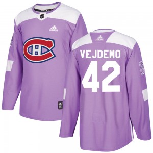 Youth Adidas Montreal Canadiens Lukas Vejdemo Purple Fights Cancer Practice Jersey - Authentic