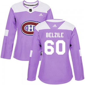Women's Adidas Montreal Canadiens Alex Belzile Purple Fights Cancer Practice Jersey - Authentic