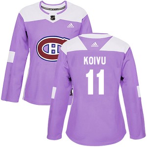 Women's Adidas Montreal Canadiens Saku Koivu Purple Fights Cancer Practice Jersey - Authentic