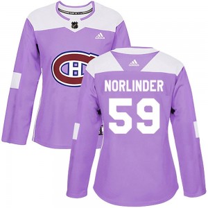 Women's Adidas Montreal Canadiens Mattias Norlinder Purple Fights Cancer Practice Jersey - Authentic