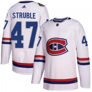 Men's Adidas Montreal Canadiens Jayden Struble White 2017 100 Classic Jersey - Authentic