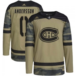 Men's Adidas Montreal Canadiens Lias Andersson Camo Military Appreciation Practice Jersey - Authentic