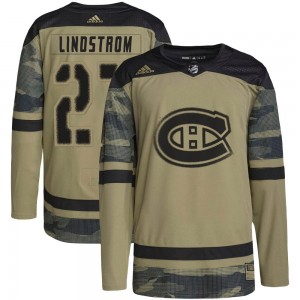 Men's Adidas Montreal Canadiens Gustav Lindstrom Camo Military Appreciation Practice Jersey - Authentic