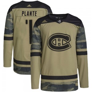 Men's Adidas Montreal Canadiens Jacques Plante Camo Military Appreciation Practice Jersey - Authentic