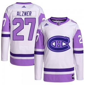 Youth Adidas Montreal Canadiens Karl Alzner White/Purple Hockey Fights Cancer Primegreen Jersey - Authentic