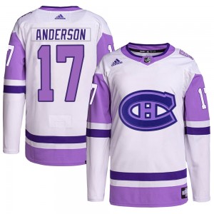 Youth Adidas Montreal Canadiens Josh Anderson White/Purple Hockey Fights Cancer Primegreen Jersey - Authentic
