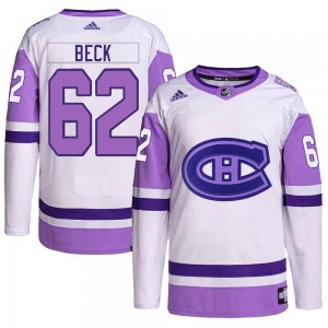 Youth Adidas Montreal Canadiens Owen Beck White/Purple Hockey Fights Cancer Primegreen Jersey - Authentic