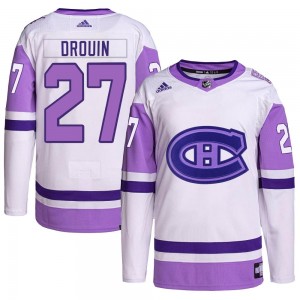 Youth Adidas Montreal Canadiens Jonathan Drouin White/Purple Hockey Fights Cancer Primegreen Jersey - Authentic