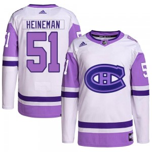 Youth Adidas Montreal Canadiens Emil Heineman White/Purple Hockey Fights Cancer Primegreen Jersey - Authentic
