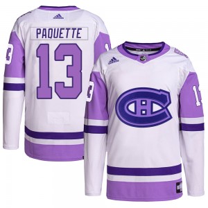 Youth Adidas Montreal Canadiens Cedric Paquette White/Purple Hockey Fights Cancer Primegreen Jersey - Authentic