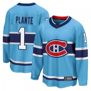 Youth Fanatics Branded Montreal Canadiens Jacques Plante Light Blue Special Edition 2.0 Jersey - Breakaway