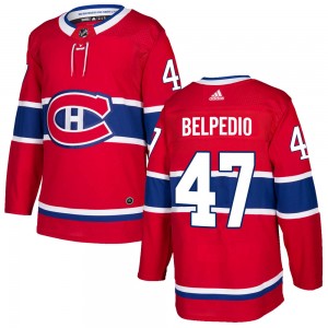 Men's Adidas Montreal Canadiens Louie Belpedio Red Home Jersey - Authentic