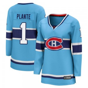 Women's Fanatics Branded Montreal Canadiens Jacques Plante Light Blue Special Edition 2.0 Jersey - Breakaway