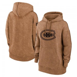 Women's Montreal Canadiens Brown 2023 Salute to Service Pullover Hoodie -