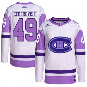 Men's Adidas Montreal Canadiens Filip Cederqvist White/Purple Hockey Fights Cancer Primegreen Jersey - Authentic