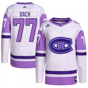 Men's Adidas Montreal Canadiens Kirby Dach White/Purple Hockey Fights Cancer Primegreen Jersey - Authentic