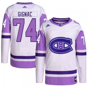 Men's Adidas Montreal Canadiens Brandon Gignac White/Purple Hockey Fights Cancer Primegreen Jersey - Authentic