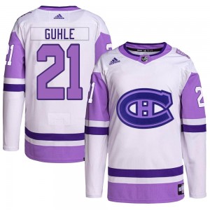 Men's Adidas Montreal Canadiens Kaiden Guhle White/Purple Hockey Fights Cancer Primegreen Jersey - Authentic