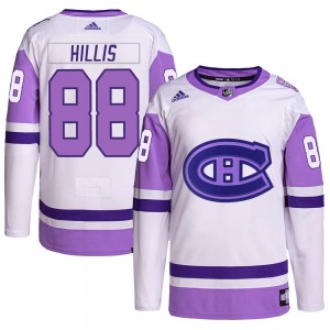 Men's Adidas Montreal Canadiens Cameron Hillis White/Purple Hockey Fights Cancer Primegreen Jersey - Authentic