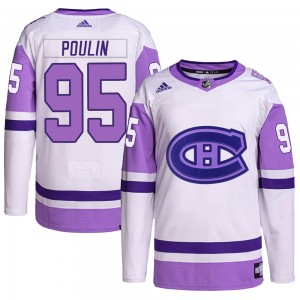 Men's Adidas Montreal Canadiens Kevin Poulin White/Purple Hockey Fights Cancer Primegreen Jersey - Authentic