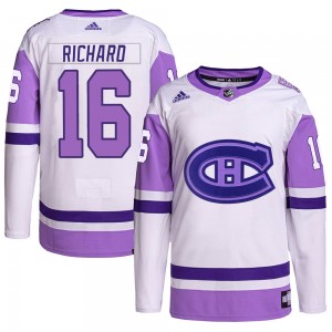 Men's Adidas Montreal Canadiens Henri Richard White/Purple Hockey Fights Cancer Primegreen Jersey - Authentic