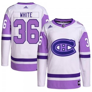 Men's Adidas Montreal Canadiens Colin White White/Purple Hockey Fights Cancer Primegreen Jersey - Authentic