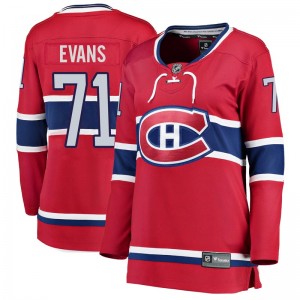 Women's Fanatics Branded Montreal Canadiens Jake Evans Red Home Jersey - Breakaway