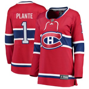 Women's Fanatics Branded Montreal Canadiens Jacques Plante Red Home Jersey - Breakaway