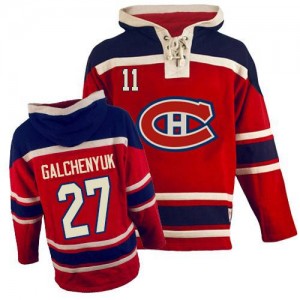 Youth Montreal Canadiens Alex Galchenyuk Red Old Time Hockey Sawyer Hooded Sweatshirt - Authentic