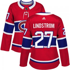 Women's Adidas Montreal Canadiens Gustav Lindstrom Red Home Jersey - Authentic
