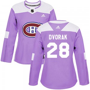 Women's Adidas Montreal Canadiens Christian Dvorak Purple Fights Cancer Practice Jersey - Authentic