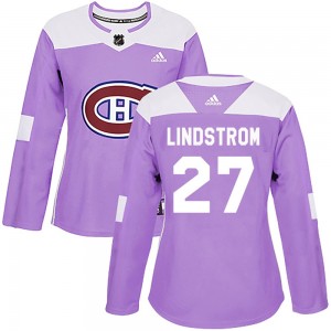 Women's Adidas Montreal Canadiens Gustav Lindstrom Purple Fights Cancer Practice Jersey - Authentic