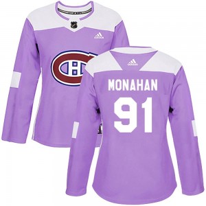 Women's Adidas Montreal Canadiens Sean Monahan Purple Fights Cancer Practice Jersey - Authentic