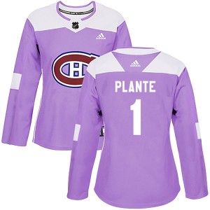 Women's Adidas Montreal Canadiens Jacques Plante Purple Fights Cancer Practice Jersey - Authentic