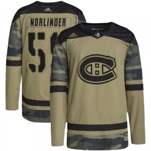 Men's Adidas Montreal Canadiens Mattias Norlinder Camo Military Appreciation Practice Jersey - Authentic