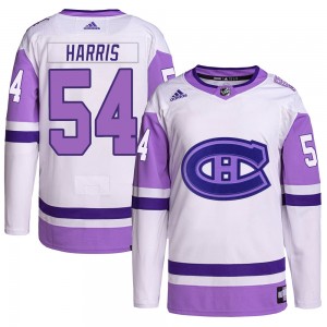 Youth Adidas Montreal Canadiens Jordan Harris White/Purple Hockey Fights Cancer Primegreen Jersey - Authentic