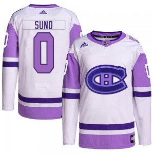 Youth Adidas Montreal Canadiens Tony Sund White/Purple Hockey Fights Cancer Primegreen Jersey - Authentic