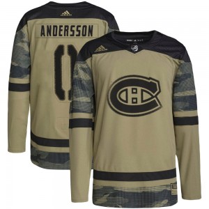 Youth Adidas Montreal Canadiens Lias Andersson Camo Military Appreciation Practice Jersey - Authentic