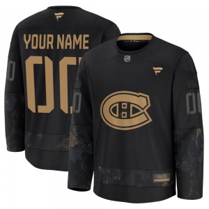 Youth Fanatics Montreal Canadiens Custom Black Custom 2024 Military Appreciation Practice Jersey - Premium